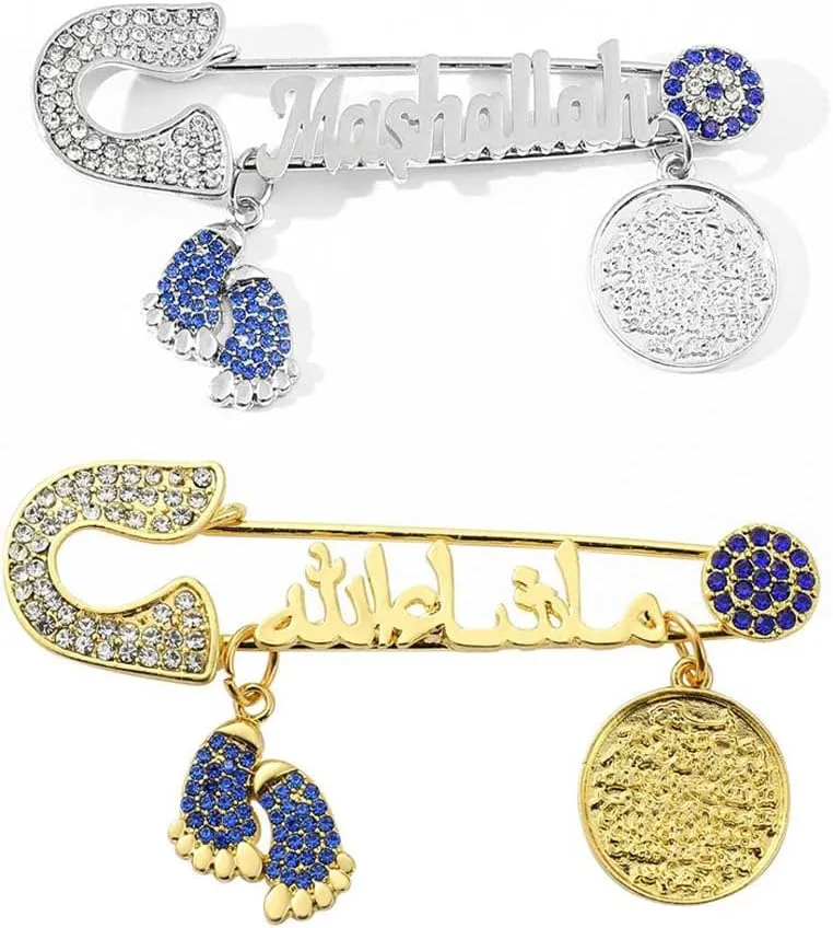 2 Pcs Mashalla Baby Brooch Pin, Home Decorations for Ramadan Gifts, Islamic Ramadan Gift