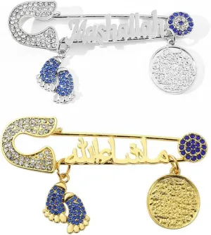 2 Pcs Mashalla Baby Brooch Pin, Home Decorations for Ramadan Gifts, Islamic Ramadan Gift