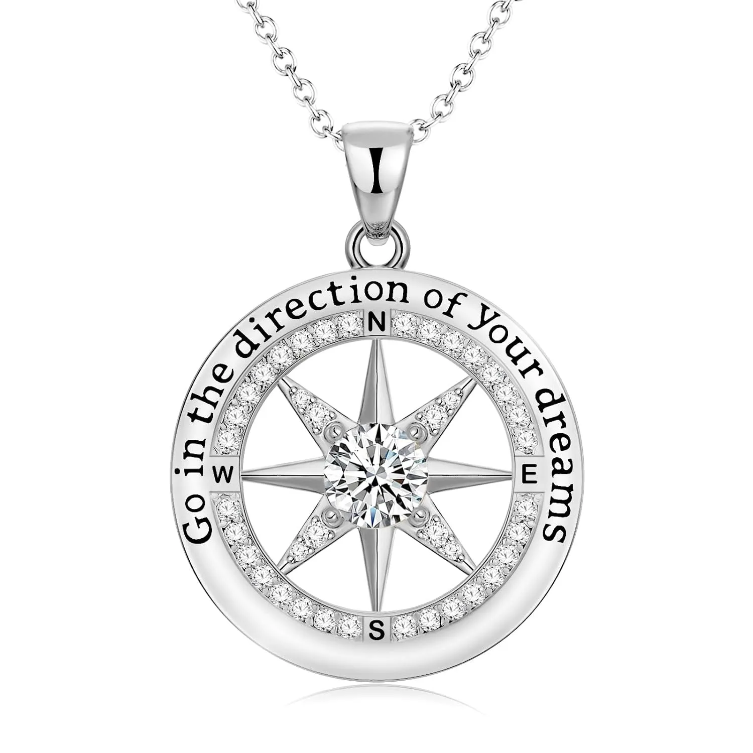 2025 Graduation Gifts - 925 Sterling Silver Graduation Compass Necklace 2025 High School College Graduation Gifts for Her Women Class of 2025 Gifts for Granddaughter Daughter
