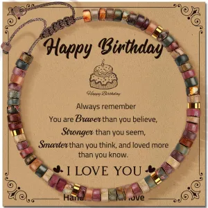 30th 40th 50th 60th 70th 80th Birthday Gifts for Women, Natural Stone Bracelet Birthday Gifts for Mom Daughter Grandma Sister Friends Coworker