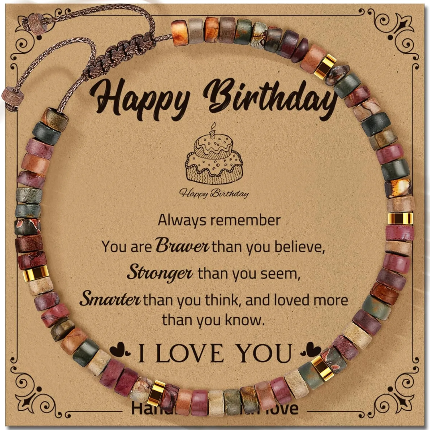 30th 40th 50th 60th 70th 80th Birthday Gifts for Women, Natural Stone Bracelet Birthday Gifts for Mom Daughter Grandma Sister Friends Coworker