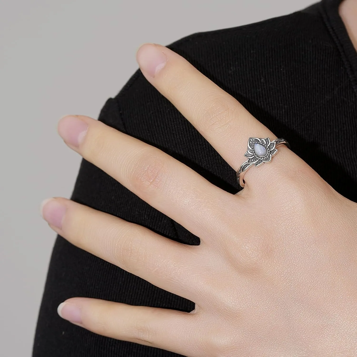 925 Sterling Silver Lotus Ring Jewelry Gifts for Women Sister
