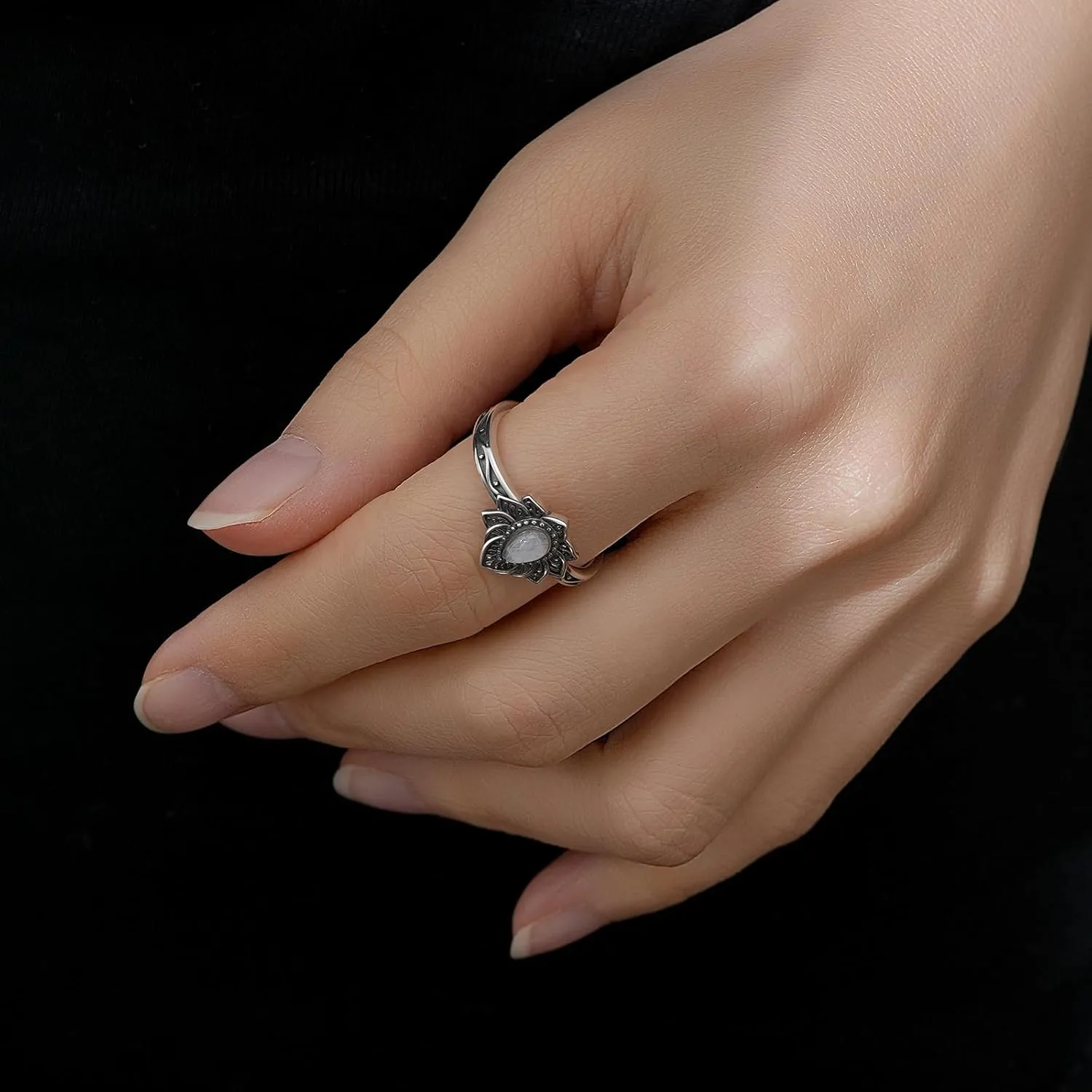 925 Sterling Silver Lotus Ring Jewelry Gifts for Women Sister
