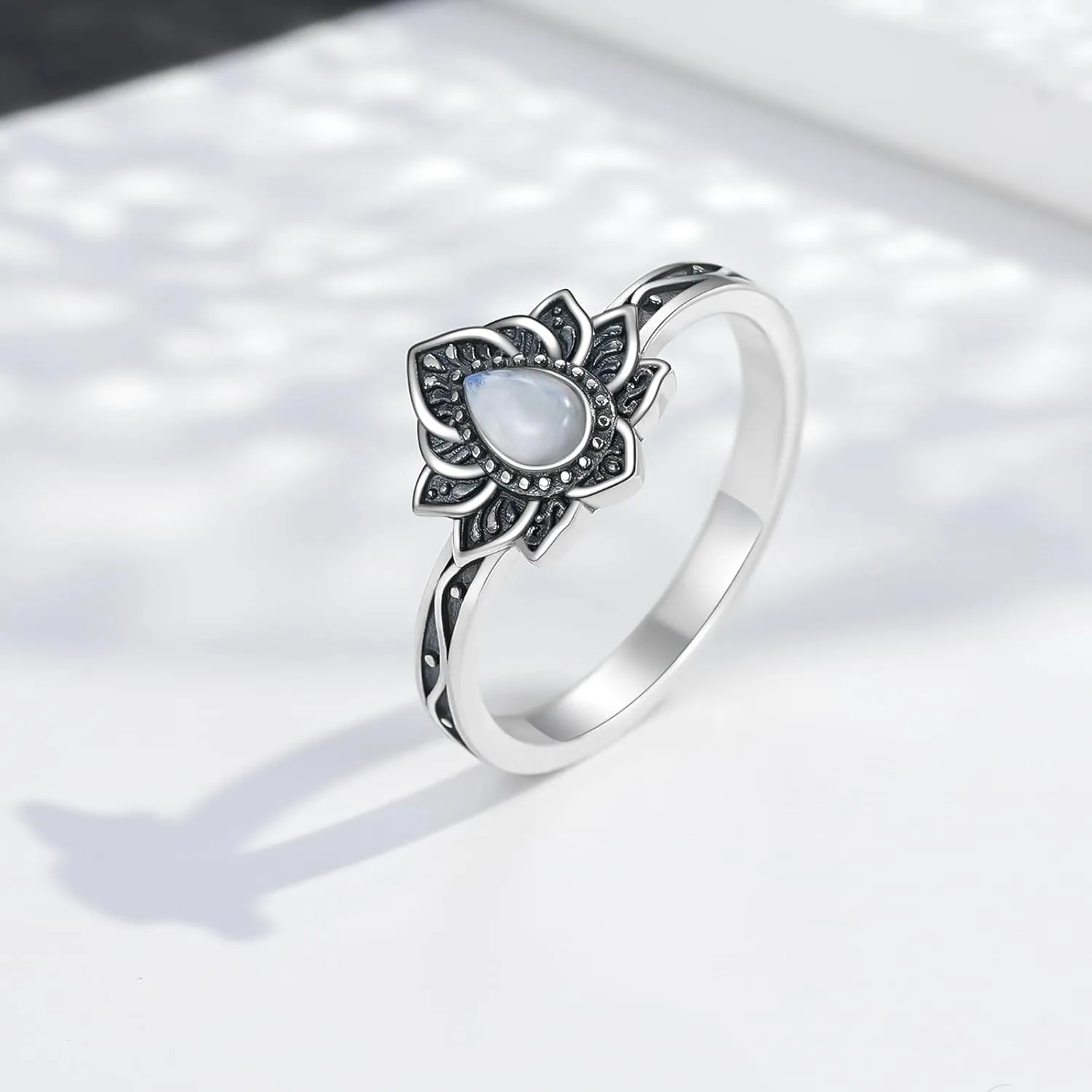 925 Sterling Silver Lotus Ring Jewelry Gifts for Women Sister