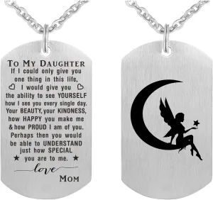ABNTY Valentines Day Gifts for Daughters - Daughter Necklace Pendant Dog Tag - Daughter Gifts from Mom and Dad - Graduation Valentine's Day Gifts