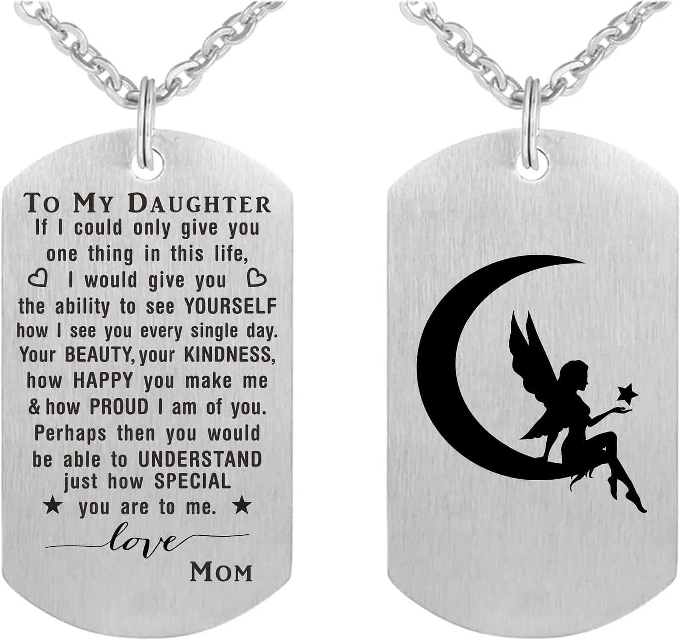 ABNTY Valentines Day Gifts for Daughters - Daughter Necklace Pendant Dog Tag - Daughter Gifts from Mom and Dad - Graduation Valentine's Day Gifts