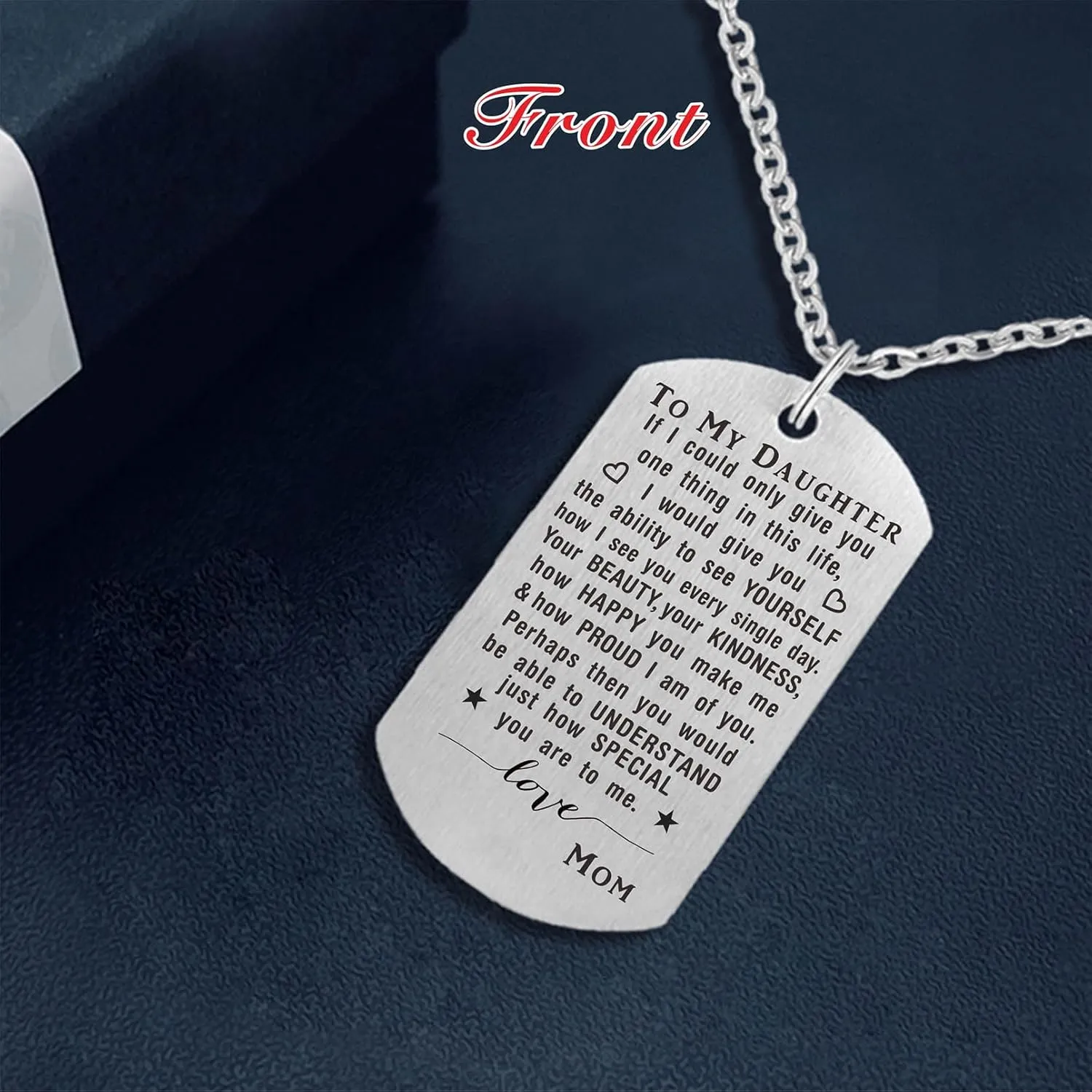 ABNTY Valentines Day Gifts for Daughters - Daughter Necklace Pendant Dog Tag - Daughter Gifts from Mom and Dad - Graduation Valentine's Day Gifts
