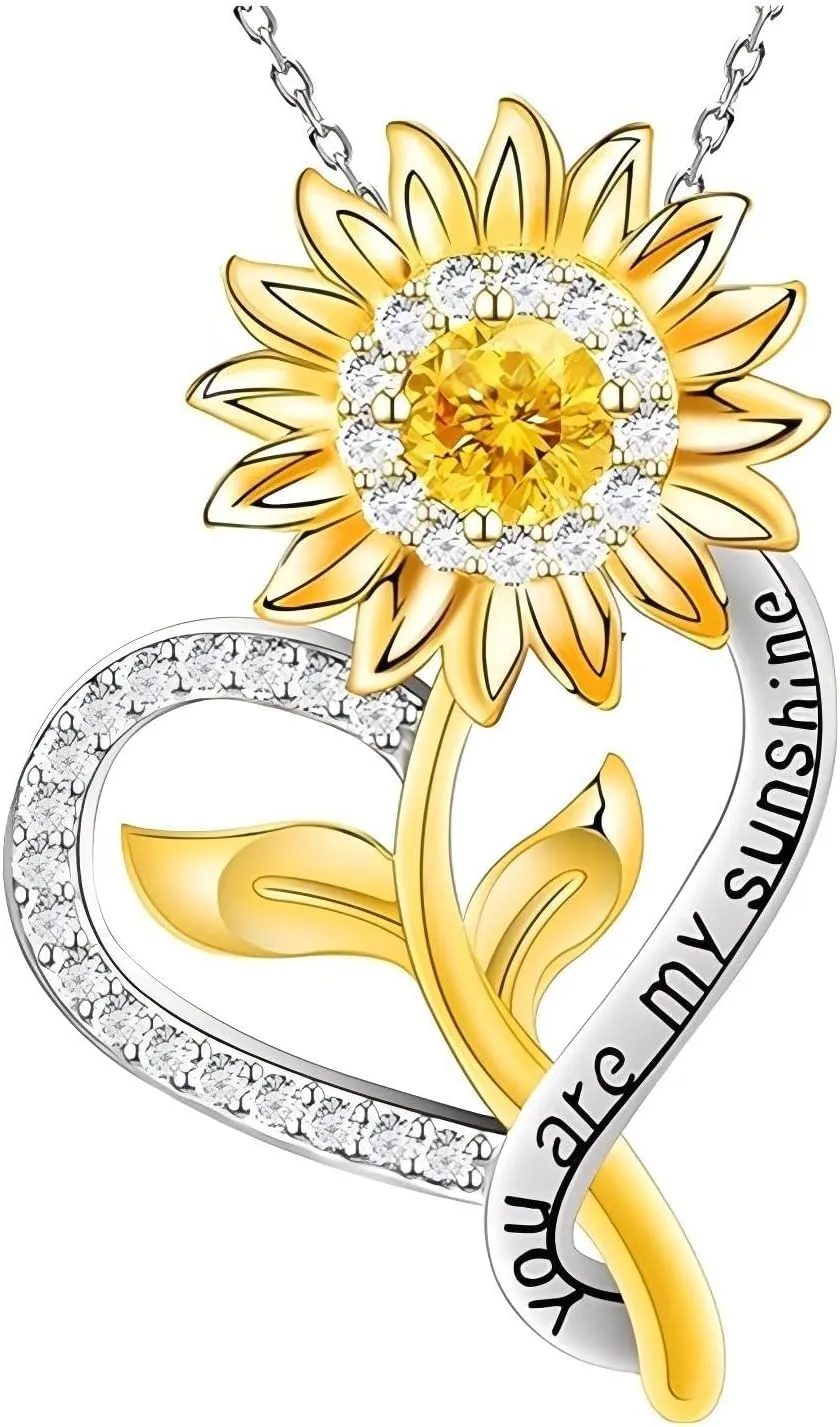 Anniversary Birthday Gifts for Women,Christmas Gifts for Women,Sunflower Necklace,18K Gold Plated You Are My Sunshine Necklace,Mothers Day Gifts for Wife,Girlfriend,Mom, Daughter,Sister