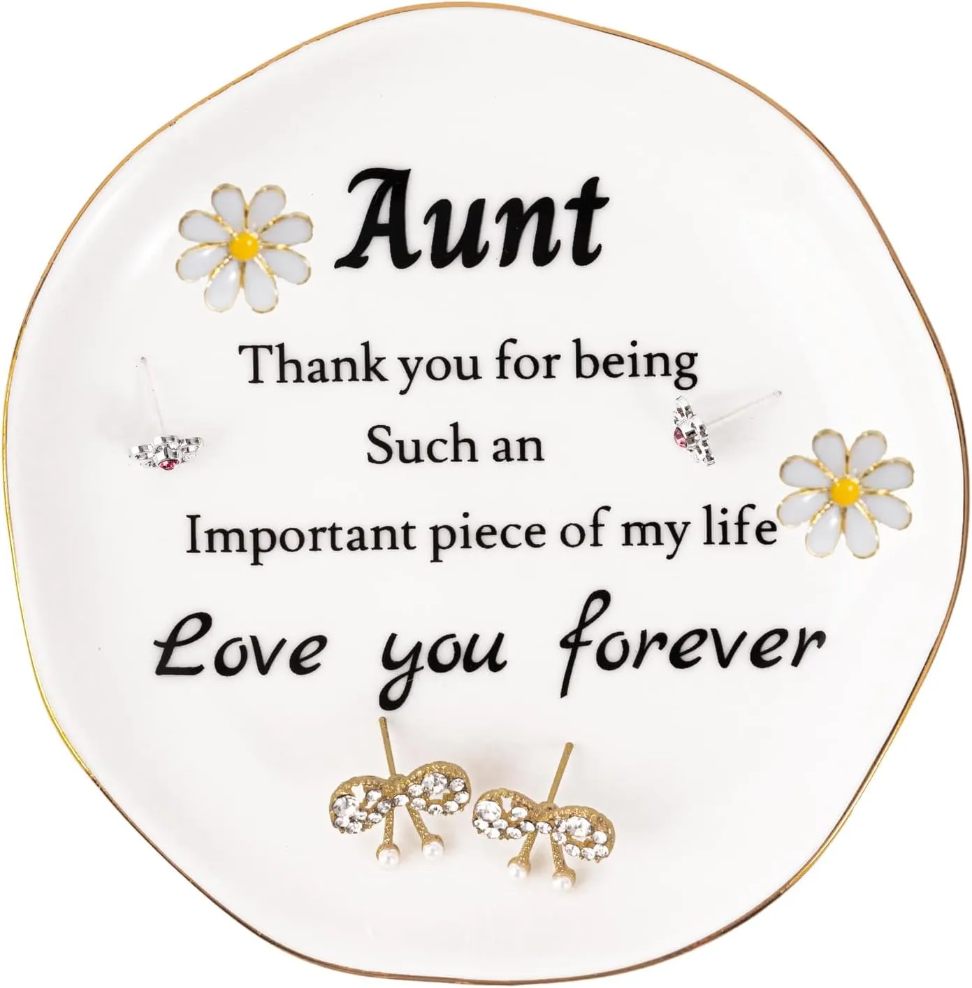 Aunt Gifts, Ceramic Aunt Jewelry Ring Dish, Aunt Birthday Gifts Christmas Thanksgiving Day Mothers Day Gifts for Aunt