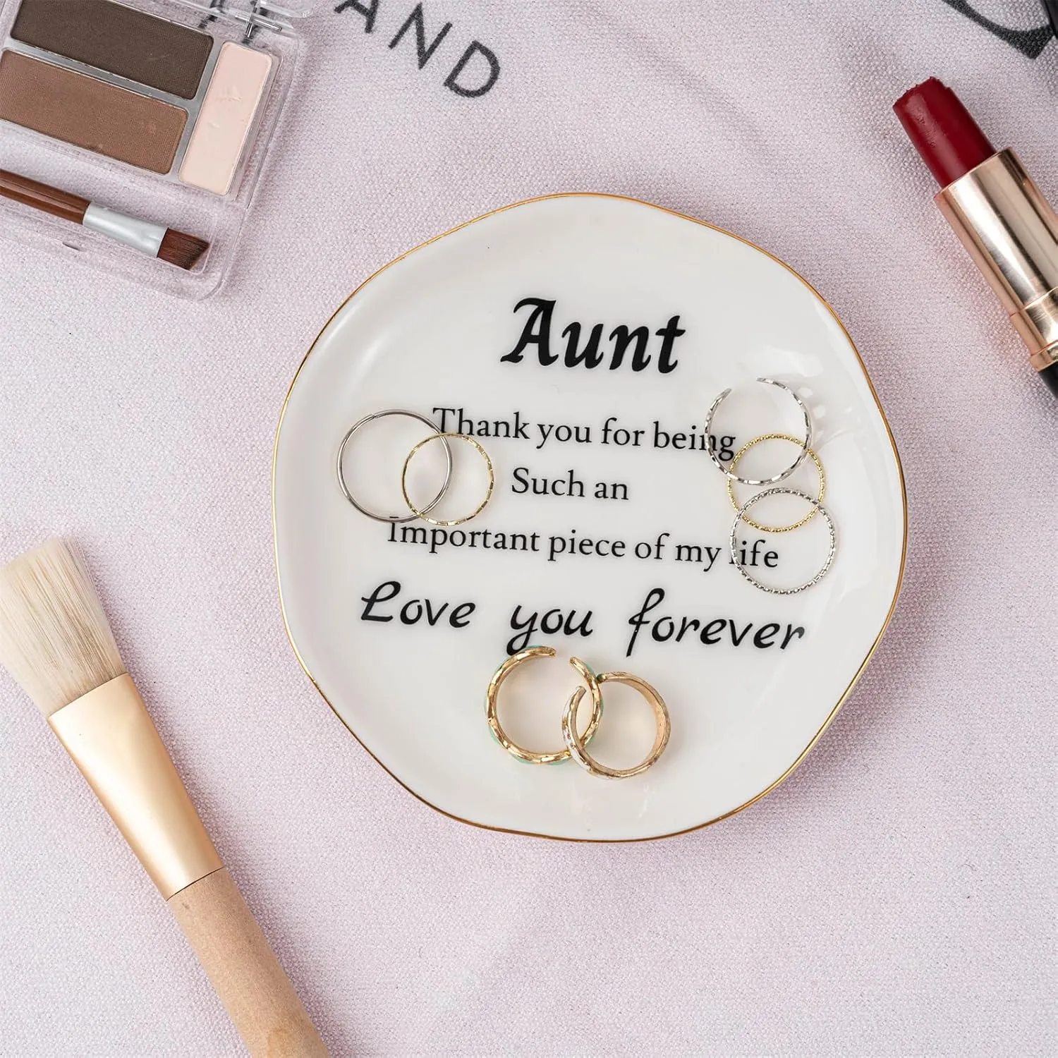 Aunt Gifts, Ceramic Aunt Jewelry Ring Dish, Aunt Birthday Gifts Christmas Thanksgiving Day Mothers Day Gifts for Aunt