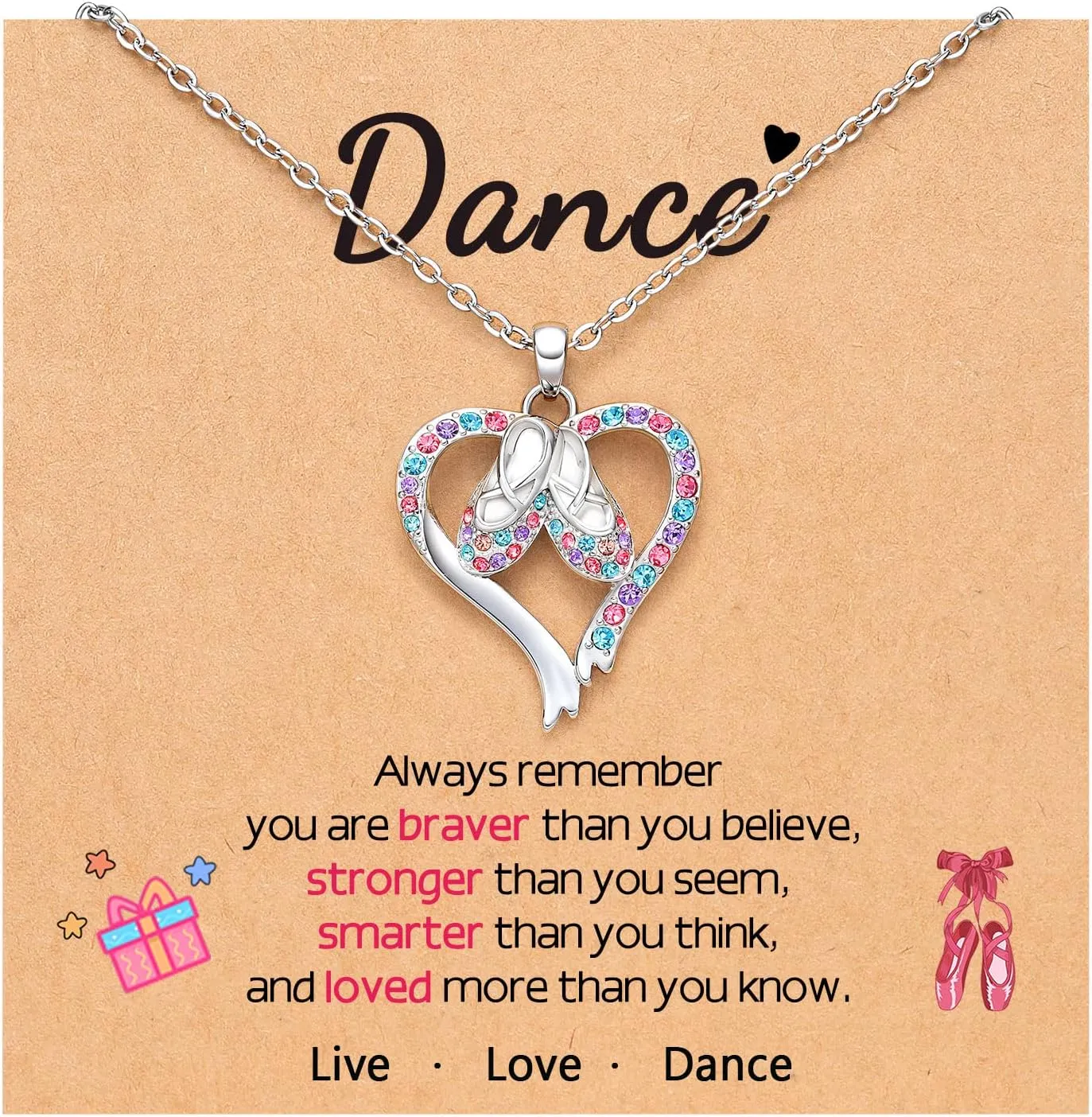 Ballerina Necklace Gifts for Girls, Dance Recital Gifts for Girl Birthday Graduation Christmas Gifts, Jewelry for Girls