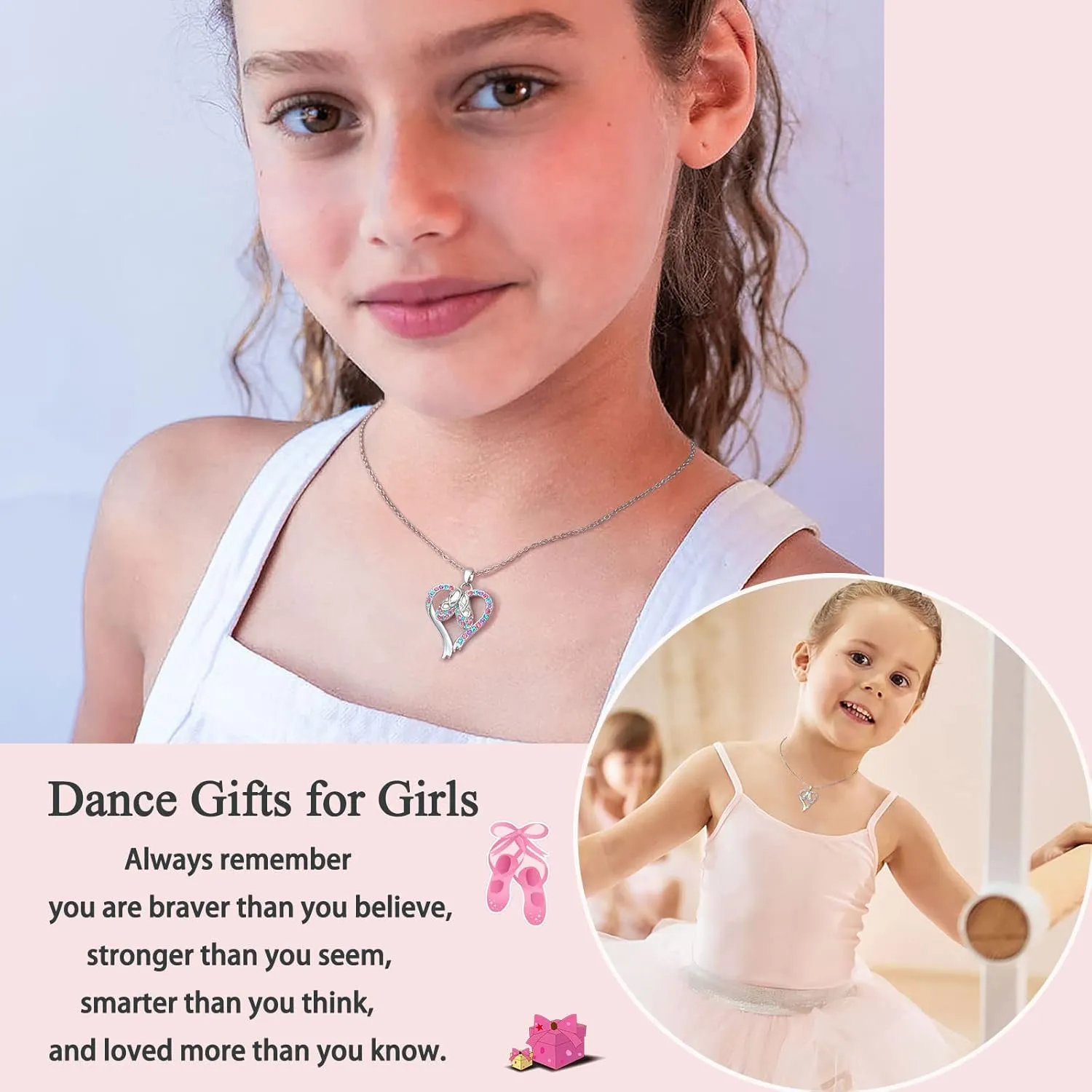 Ballerina Necklace Gifts for Girls, Dance Recital Gifts for Girl Birthday Graduation Christmas Gifts, Jewelry for Girls