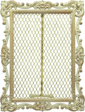 Baroque Metallic Jewelry Tower/Earring Organizer | For Home Decor, and Earrings (Ivory w/Gold Accents / 6.7x8.6x0.6) Gift Box