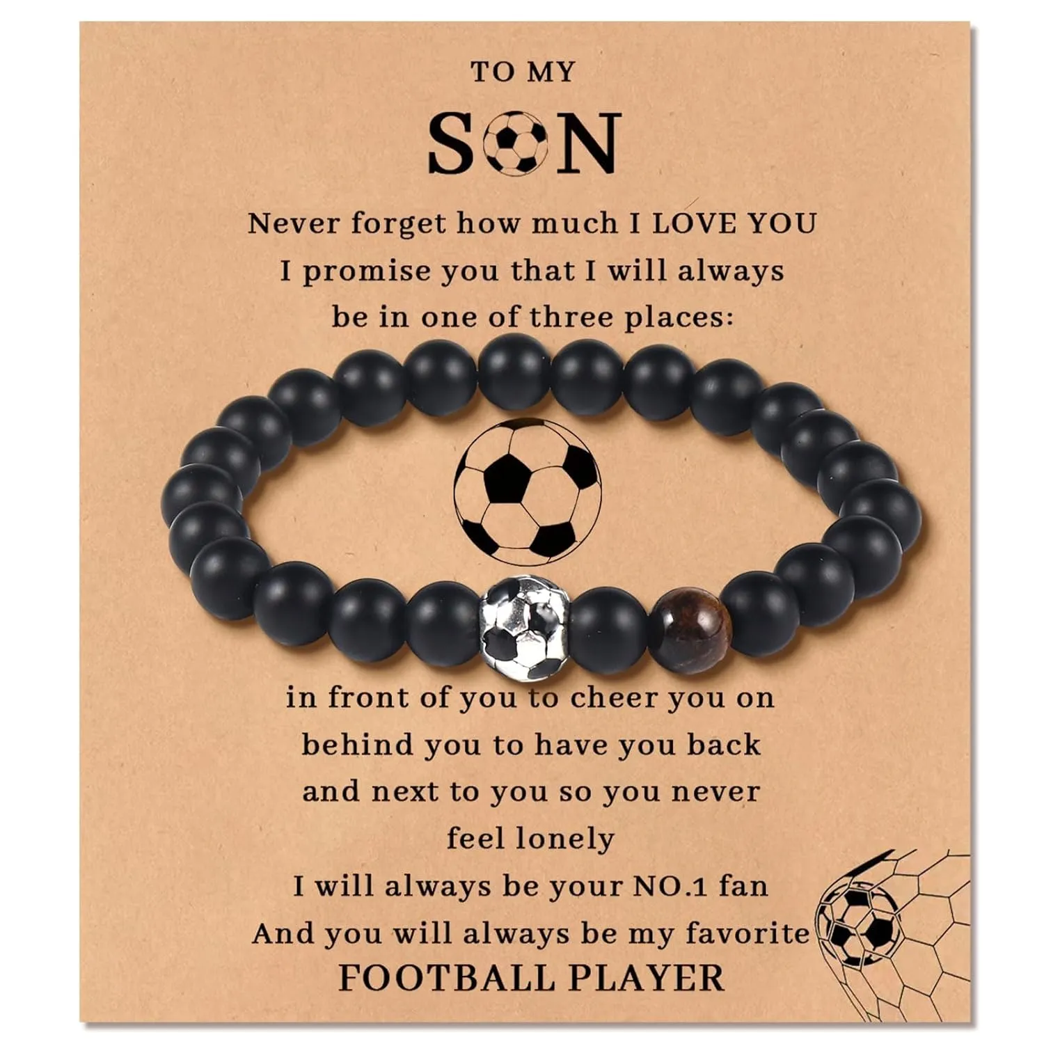 Baseball Basketball Soccer Bracelet Gifts for Son/Grandson/Coach, Bracelet Gifts for Teen Boys, Birthday Graduation Gifts for Son Grandson Coach (Soccer, Gifts for Son)