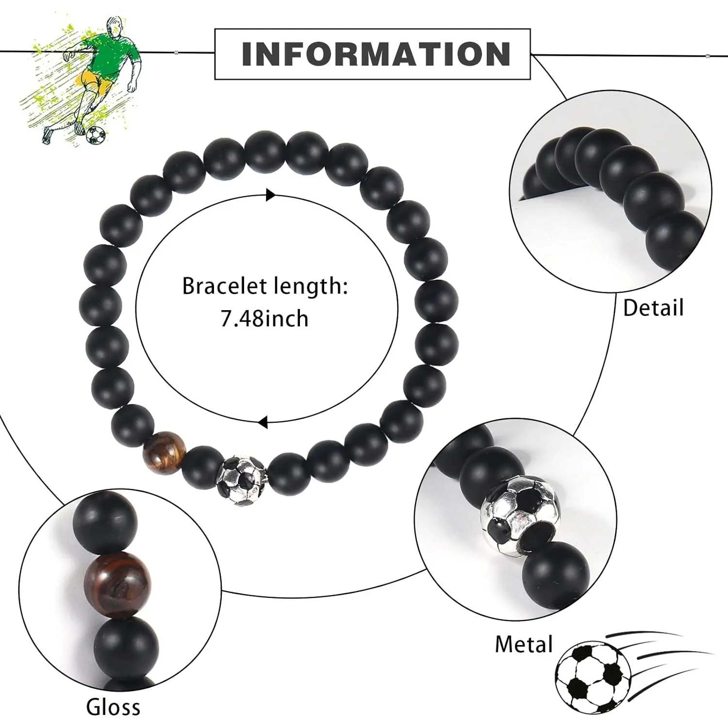 Baseball Basketball Soccer Bracelet Gifts for Son/Grandson/Coach, Bracelet Gifts for Teen Boys, Birthday Graduation Gifts for Son Grandson Coach (Soccer, Gifts for Son)