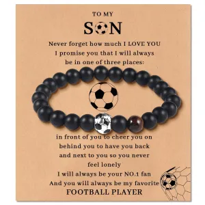 Baseball Basketball Soccer Bracelet Gifts for Son/Grandson/Coach, Bracelet Gifts for Teen Boys, Birthday Graduation Gifts for Son Grandson Coach (Soccer, Gifts for Son)