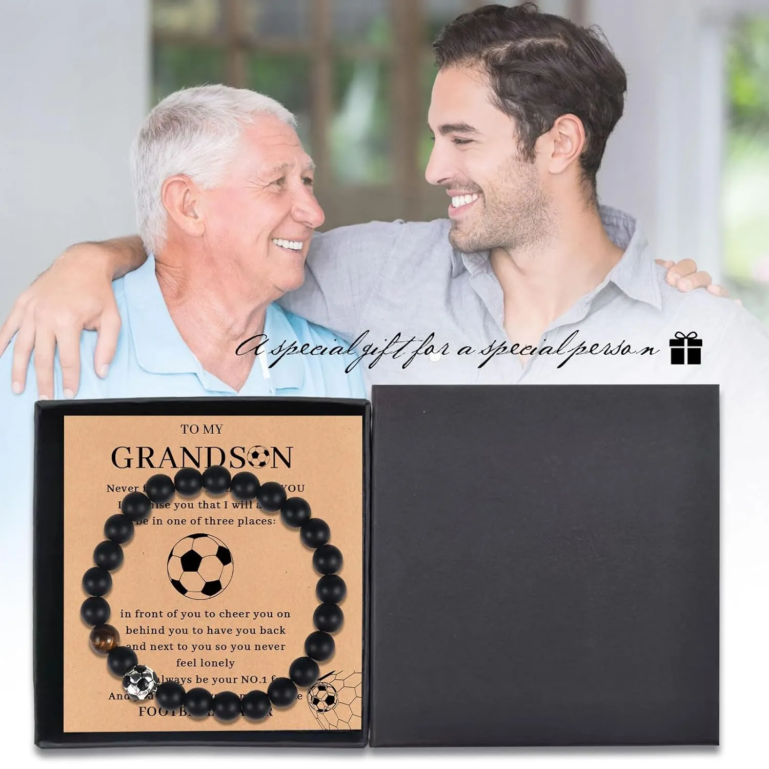 Baseball Basketball Soccer Bracelet Gifts for Son/Grandson/Coach, Bracelet Gifts for Teen Boys, Birthday Graduation Gifts for Son Grandson Coach (Soccer, Gifts for Son)