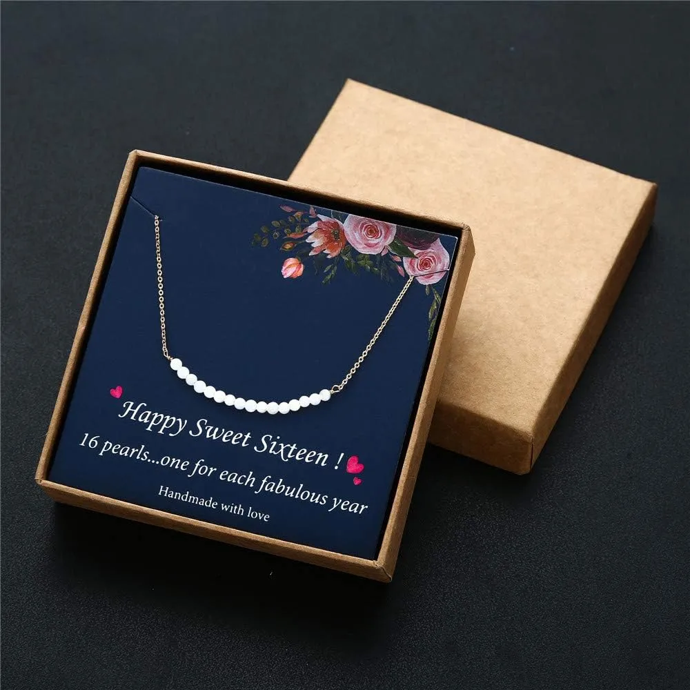 Birthday Gifts for Women Necklace - Pearl Pendant Necklace Gifts Happy Birthday Jewelry