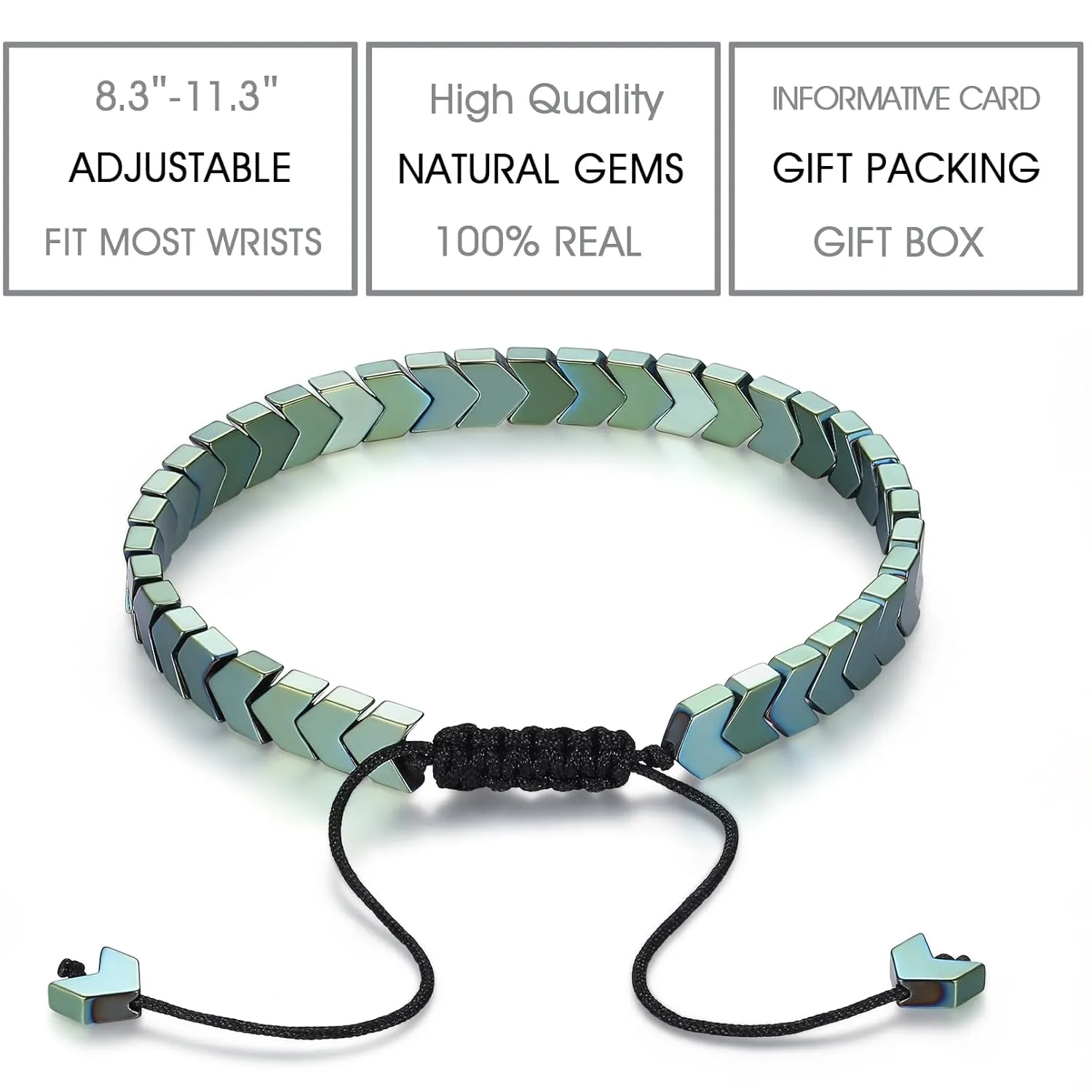 Bracelets for Men Teens Boys Gifts Ideas Teenage Graduation Gift Him Hematite 10 12 16 18 Years Old 18th Birthday Son Grandson Christmas Day Stocking Stuffers Valentines Easter Basket