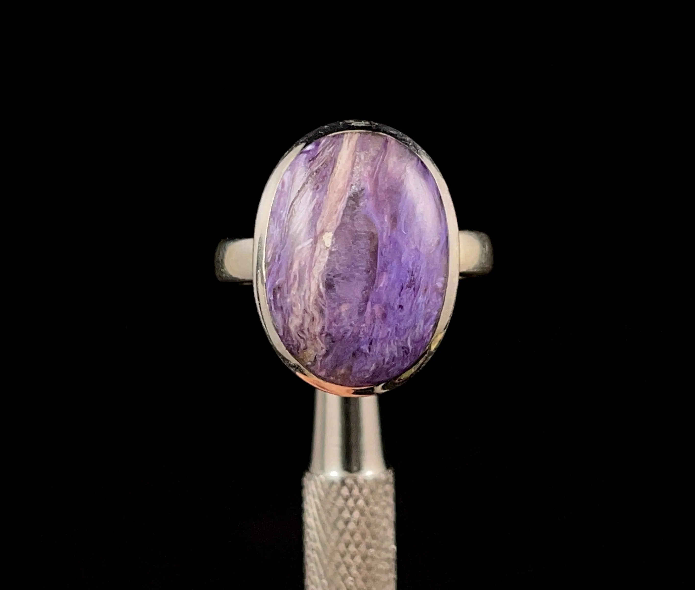 CHAROITE Crystal Ring - Sterling Silver Ring, Size 8 - Gemstone Ring, Fine Jewelry, 52365