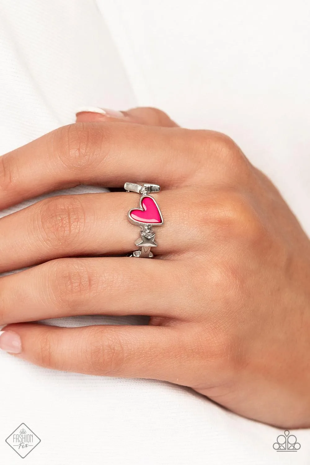 Contemporary Charm Pink Heart Ring - Paparazzi Accessories