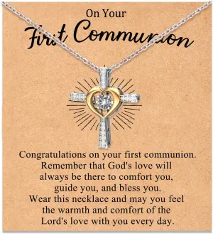Cross Necklace First Communion Gifts Baptism Gifts for Girls