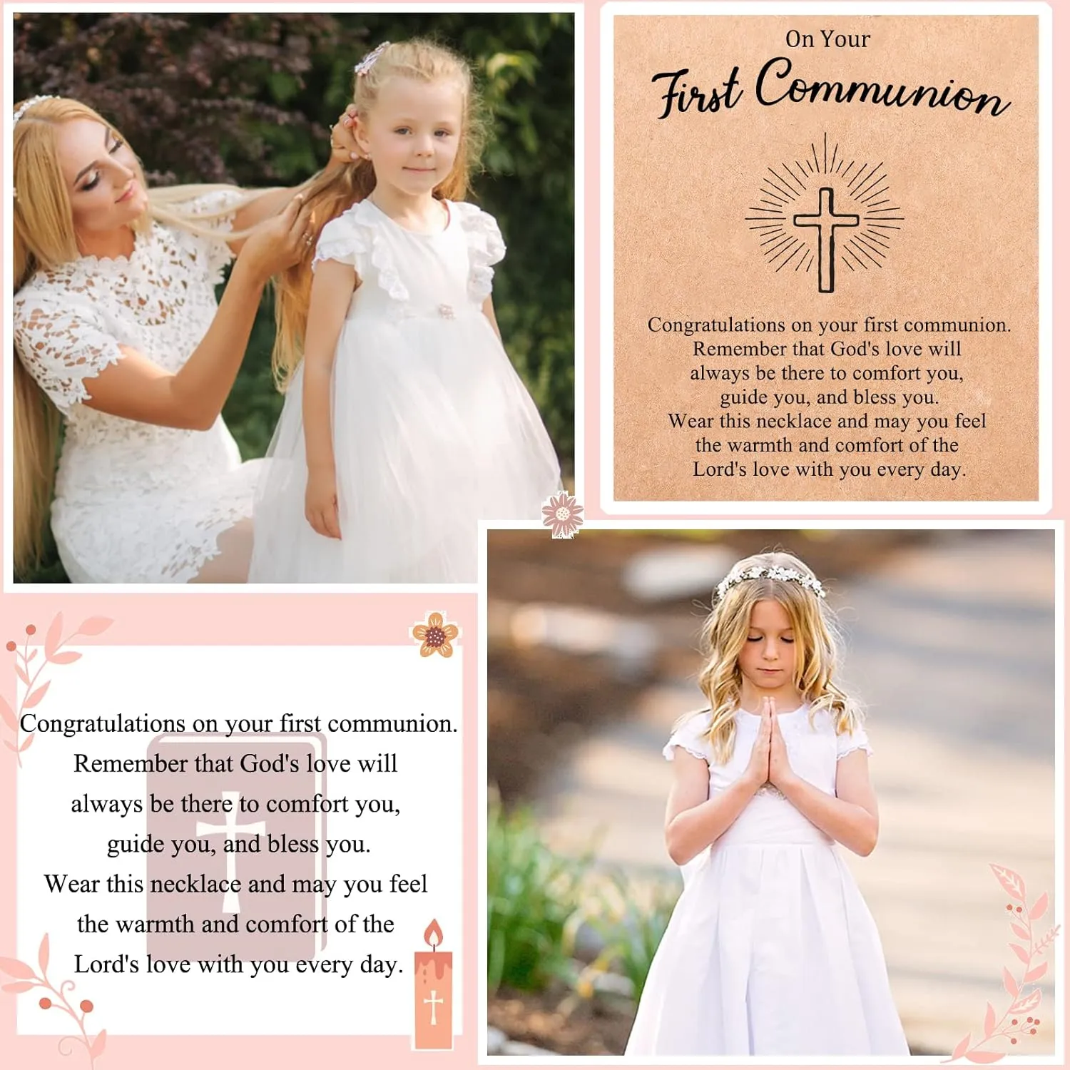 Cross Necklace First Communion Gifts Baptism Gifts for Girls