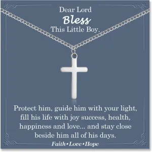 Cross Necklace for Boys, Baptism First Holy Communion Confirmation Easter Basket Stuffers Graduation Gifts for Teenage Boys Christmas Valentines Day Birthday Gifts for Son Grandson Nephew Brother
