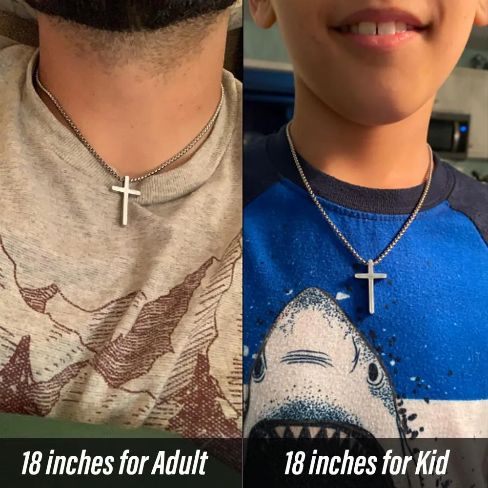 Cross Necklace for Boys Men Kids Teens Boy Gifts Ideas Confirmation Teenage Graduation 14 16 18 Year Old Him Birthday Son Silver Chain Christmas Day Stocking Stuffers Valentines Easter Basket