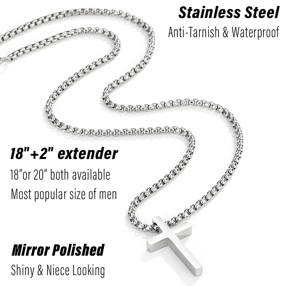 Cross Necklace for Boys Men Kids Teens Boy Gifts Ideas Confirmation Teenage Graduation 14 16 18 Year Old Him Birthday Son Silver Chain Christmas Day Stocking Stuffers Valentines Easter Basket