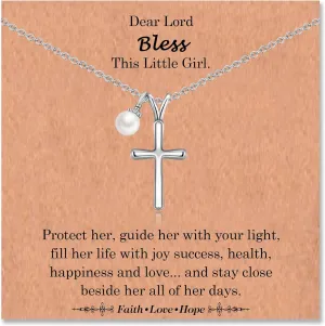 Cross Necklace for Girls, Easter First Communion Baptism Confirmation Gifts for Teenage Girls Graduation Back to School Birthday Christmas Valentines Day Gifts for Daughter Granddaughter Niece