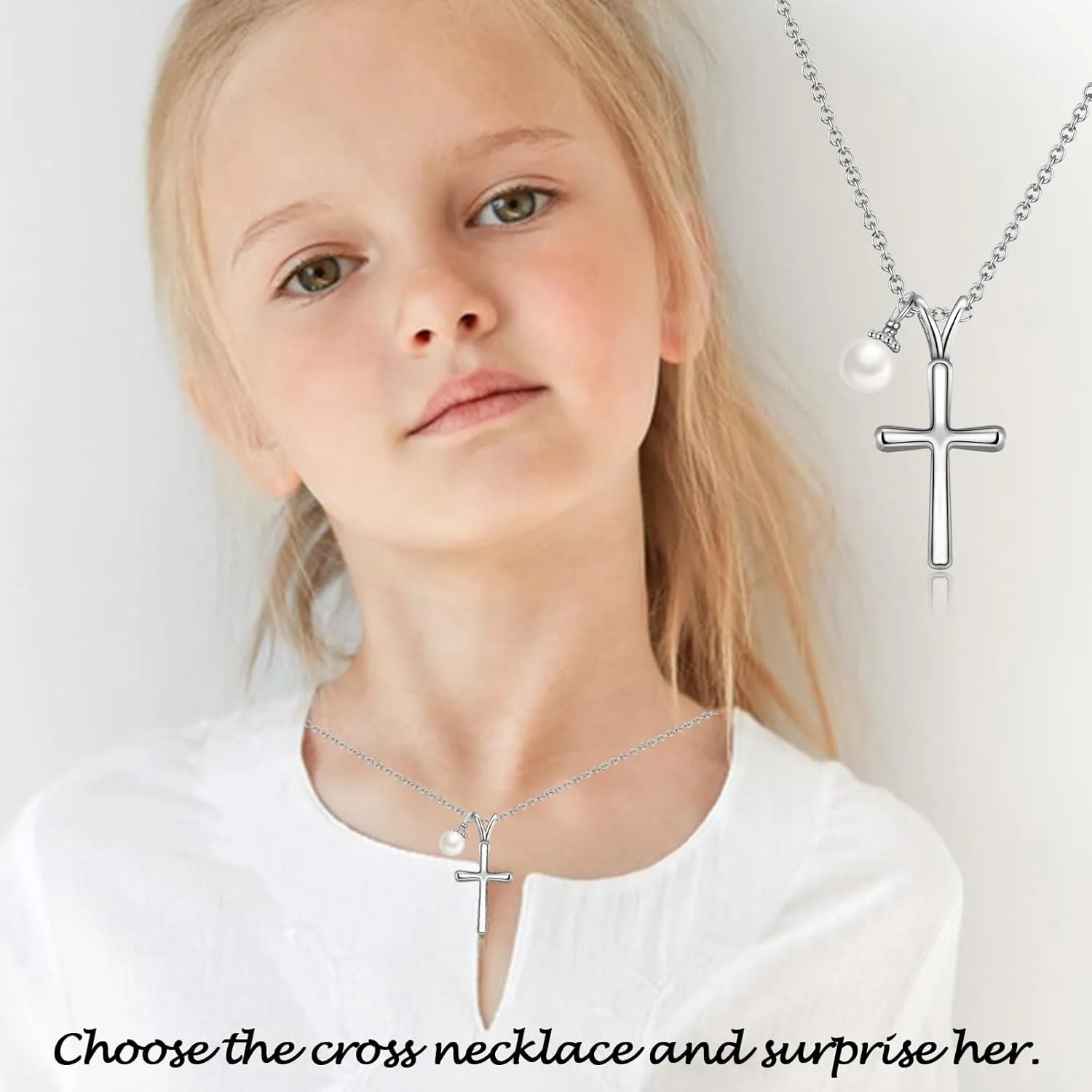 Cross Necklace for Girls, Easter First Communion Baptism Confirmation Gifts for Teenage Girls Graduation Back to School Birthday Christmas Valentines Day Gifts for Daughter Granddaughter Niece