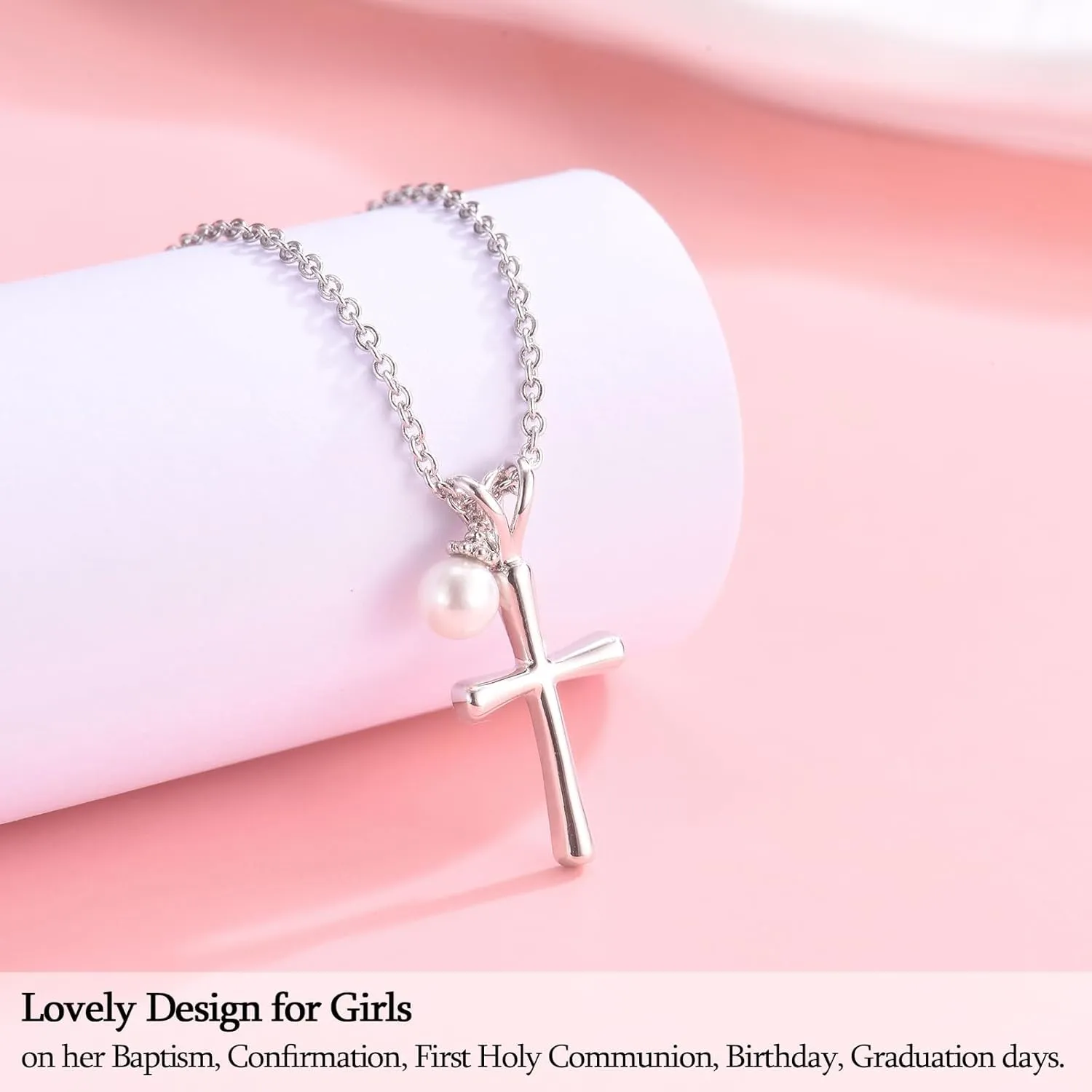 Cross Necklace for Girls, Easter First Communion Baptism Confirmation Gifts for Teenage Girls Graduation Back to School Birthday Christmas Valentines Day Gifts for Daughter Granddaughter Niece