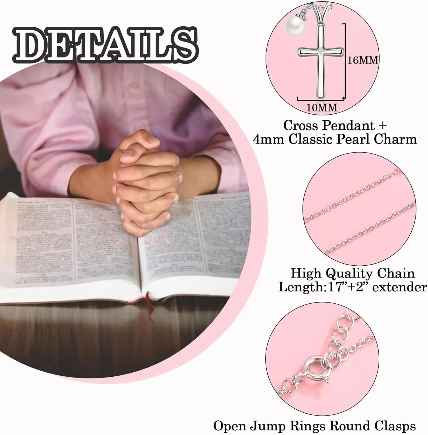 Cross Necklace for Girls, Easter First Communion Baptism Confirmation Gifts for Teenage Girls Graduation Back to School Birthday Christmas Valentines Day Gifts for Daughter Granddaughter Niece