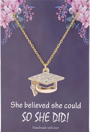 Dainty Graduation Cap Necklace for Her,Personalized Graduation Gifts for Her,Graduation Necklace with Graduation Card for High School/College/8th Grade/Masters Degree/Nurse/5th Grade,Class of 2025