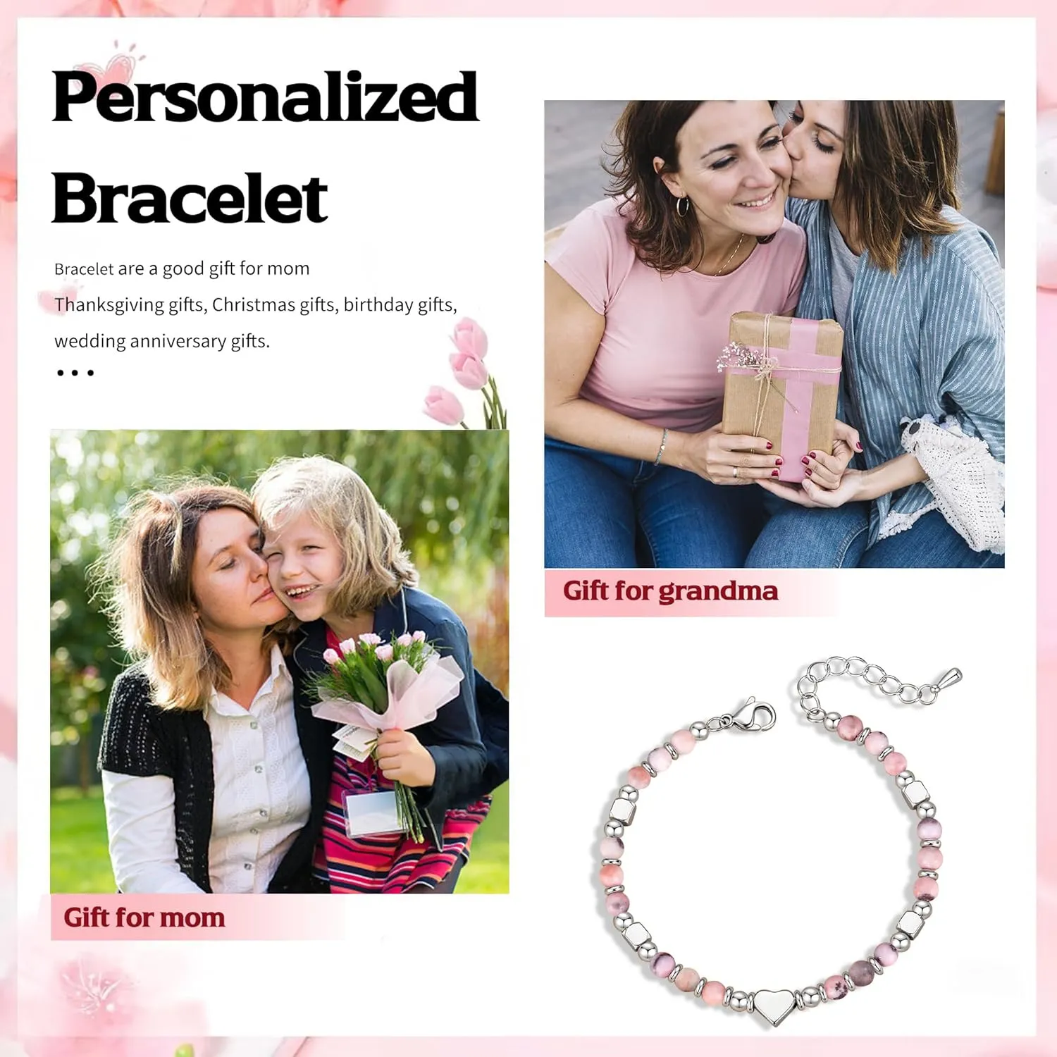 Daughter Bracelet Mothers Day Gifts for Mom Grandma Bonus Mom Charm Bracelet Jewelry Birthday Gifts for Granddaughter Sister Easter Gift