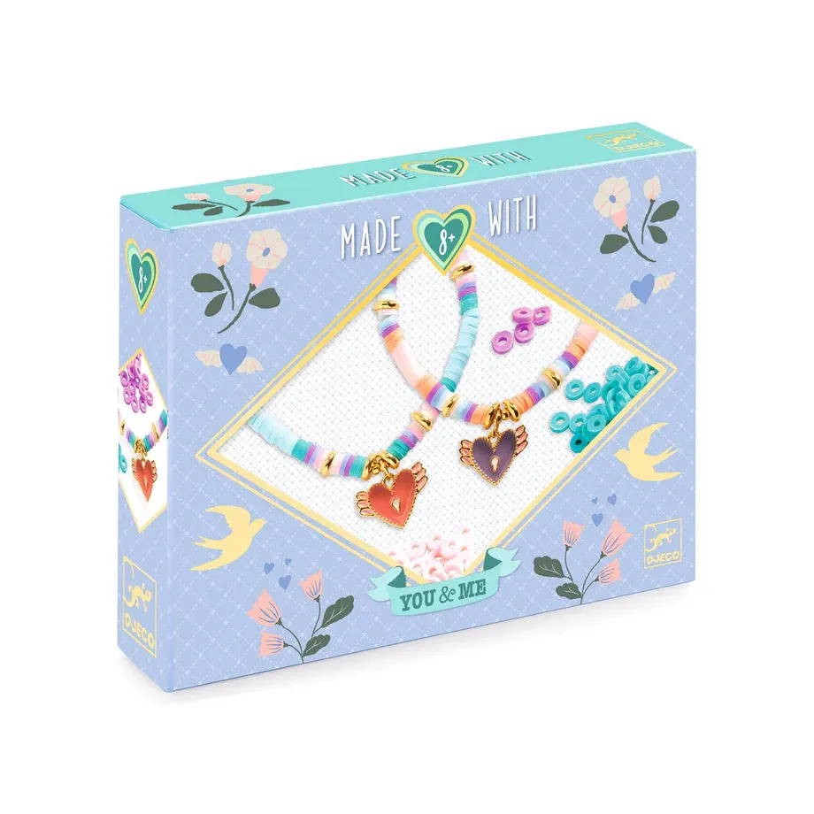 Djeco You & Me Jewelry Kit: Heart Heishi Beads & Jewelry
