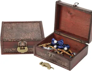 European Vintage Style Wooden Jewelry Box, Wooden Jewellery Storage Box Case Holder Organizer Container Home Decor Birthday Parties Wedding Decoration Displays Crafts