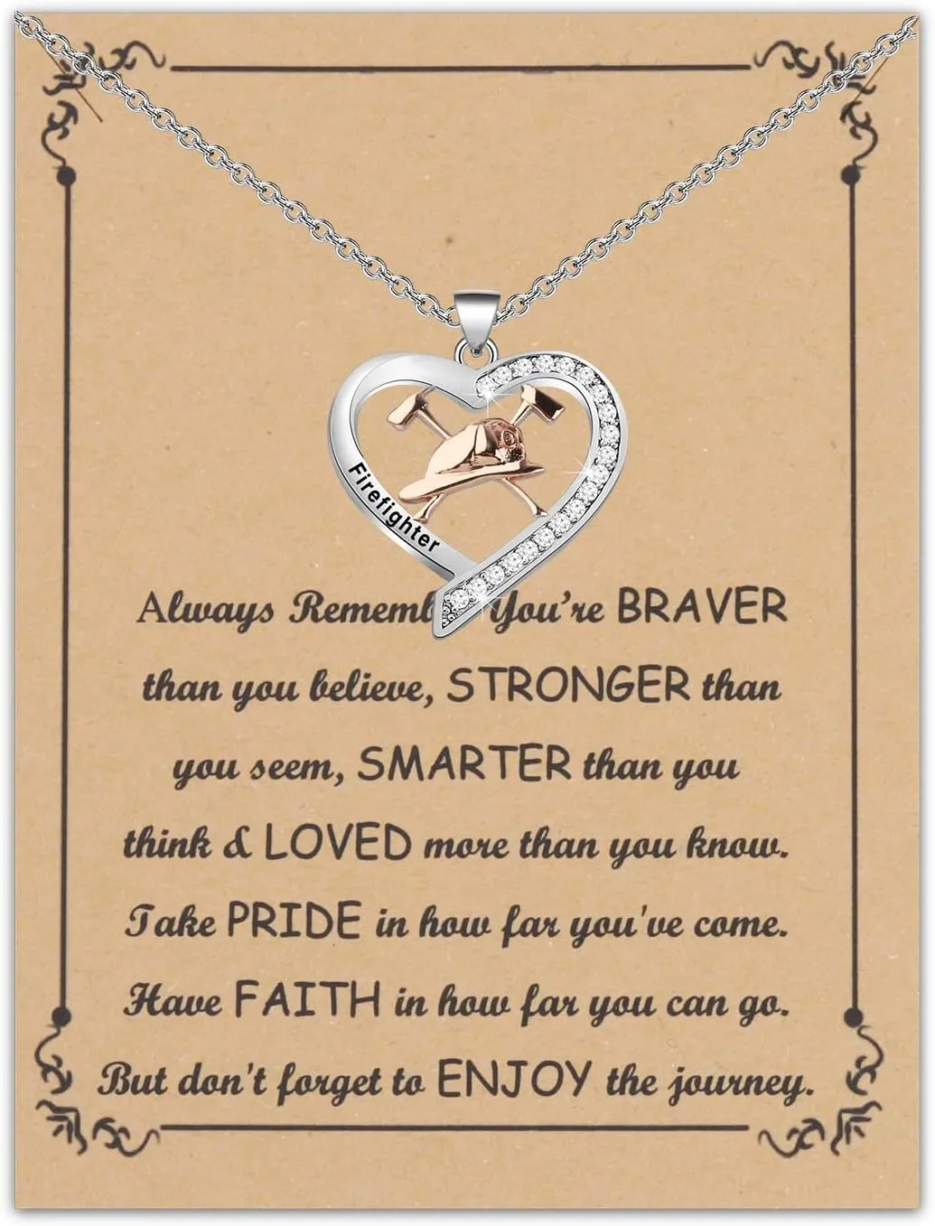 FUSTMW Firefighter Necklace Firefighter Jewelry Gifts for Mom Wife Girlfriend Firefighter Firewomen Appreciation Gifts