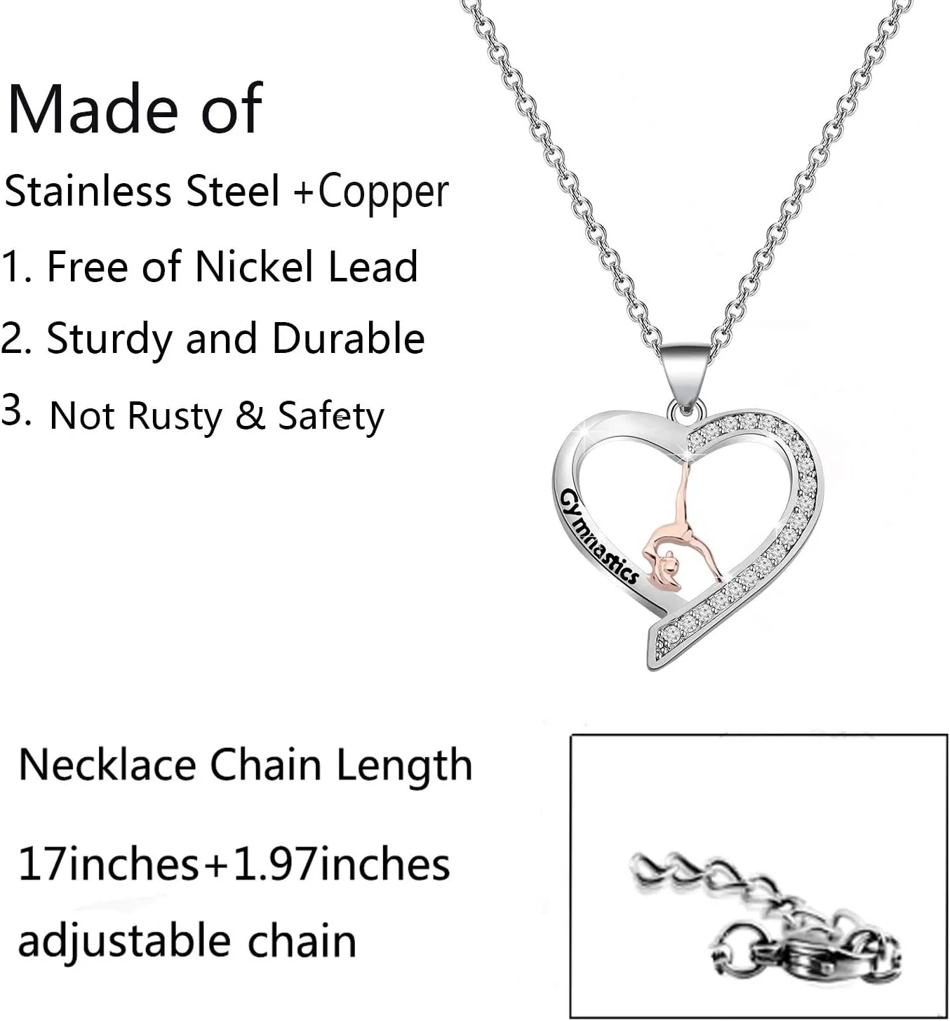 FUSTMW Gymnastics Necklace gifts Gymnast Pendant Jewelry Gymnastics Inspirational Team Gifts for Gymnast women