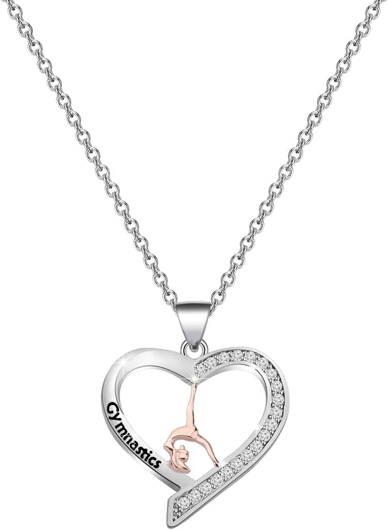 FUSTMW Gymnastics Necklace gifts Gymnast Pendant Jewelry Gymnastics Inspirational Team Gifts for Gymnast women
