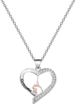FUSTMW Gymnastics Necklace gifts Gymnast Pendant Jewelry Gymnastics Inspirational Team Gifts for Gymnast women