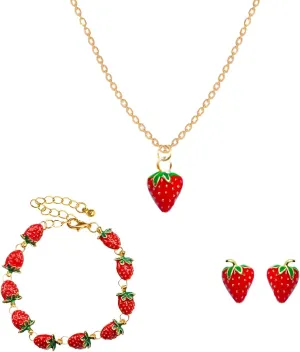 Gifts for Her Birthday Strawberry Earrings/Necklace/Bracelet Mothers Day Gifts from Daughter Cute Strawberry Jewelry