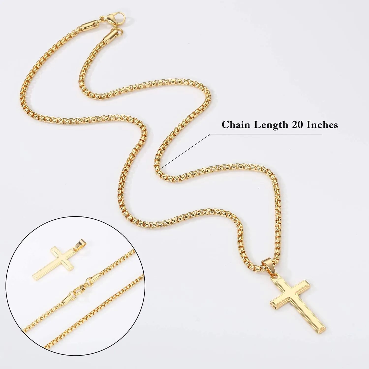 Gifts for Men - Cross Necklace Gifts for Men, Black/Gold/Silver Cross Necklace Stainless Steel Cross Necklace for Men Gifts Dad Son Birthday Gifts for Dad Son Husband Necklace for Men