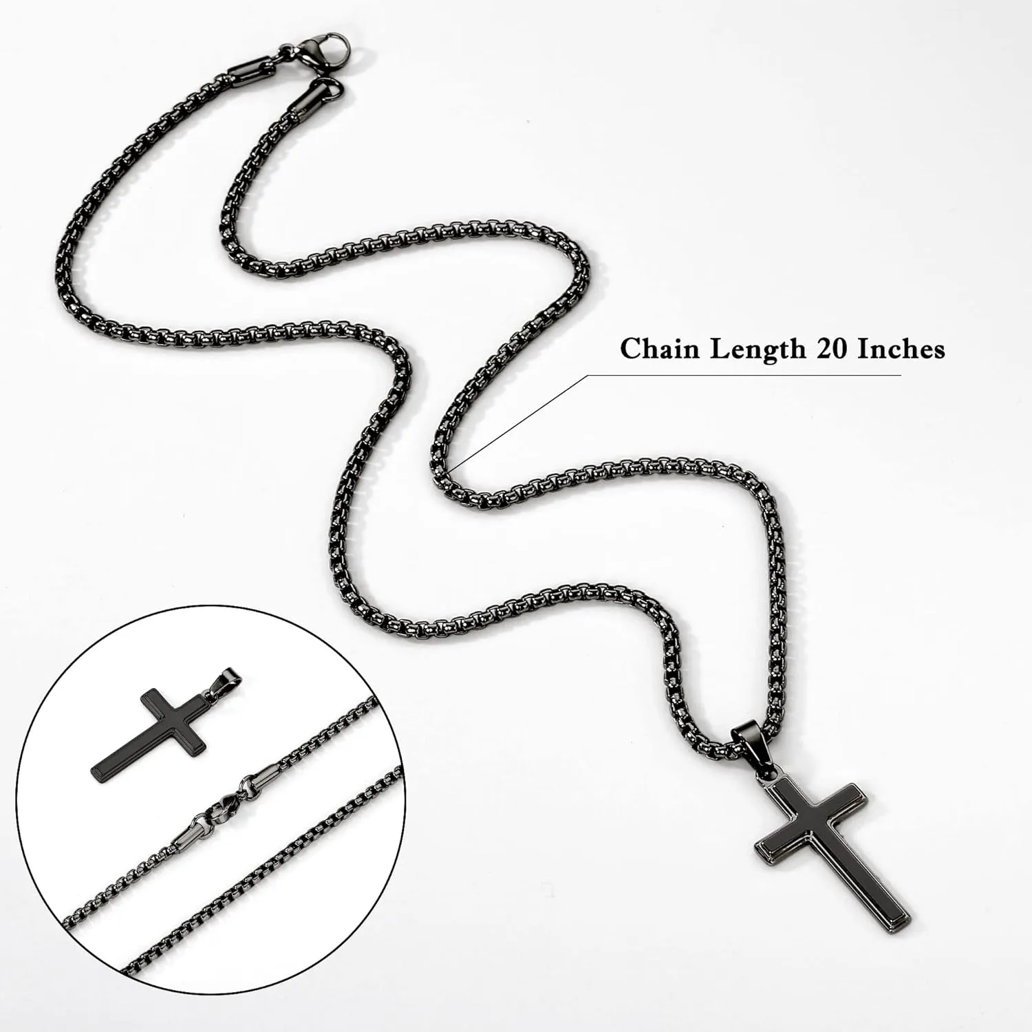 Gifts for Men - Cross Necklace Gifts for Men, Black/Gold/Silver Cross Necklace Stainless Steel Cross Necklace for Men Gifts Dad Son Birthday Gifts for Dad Son Husband Necklace for Men