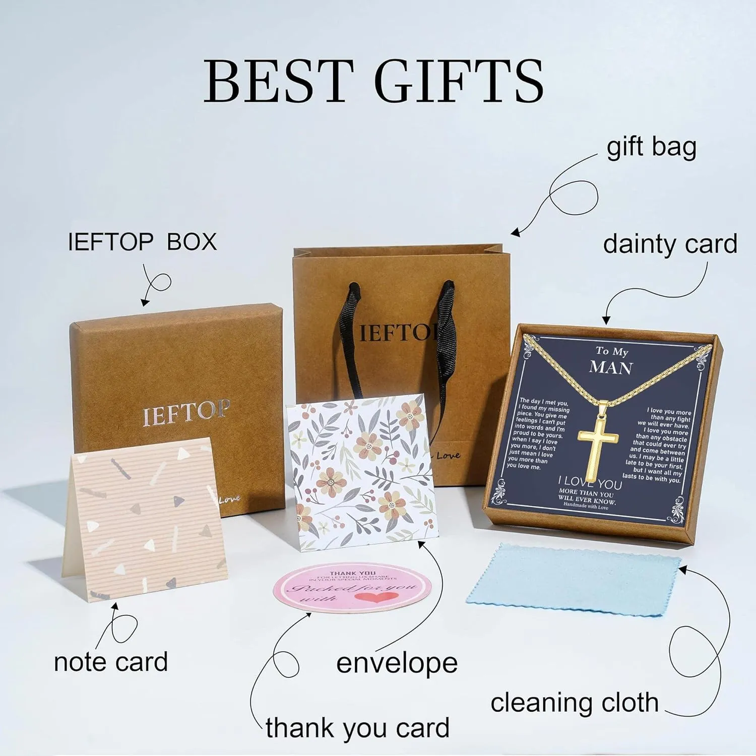 Gifts for Men - Cross Necklace Gifts for Men, Black/Gold/Silver Cross Necklace Stainless Steel Cross Necklace for Men Gifts Dad Son Birthday Gifts for Dad Son Husband Necklace for Men