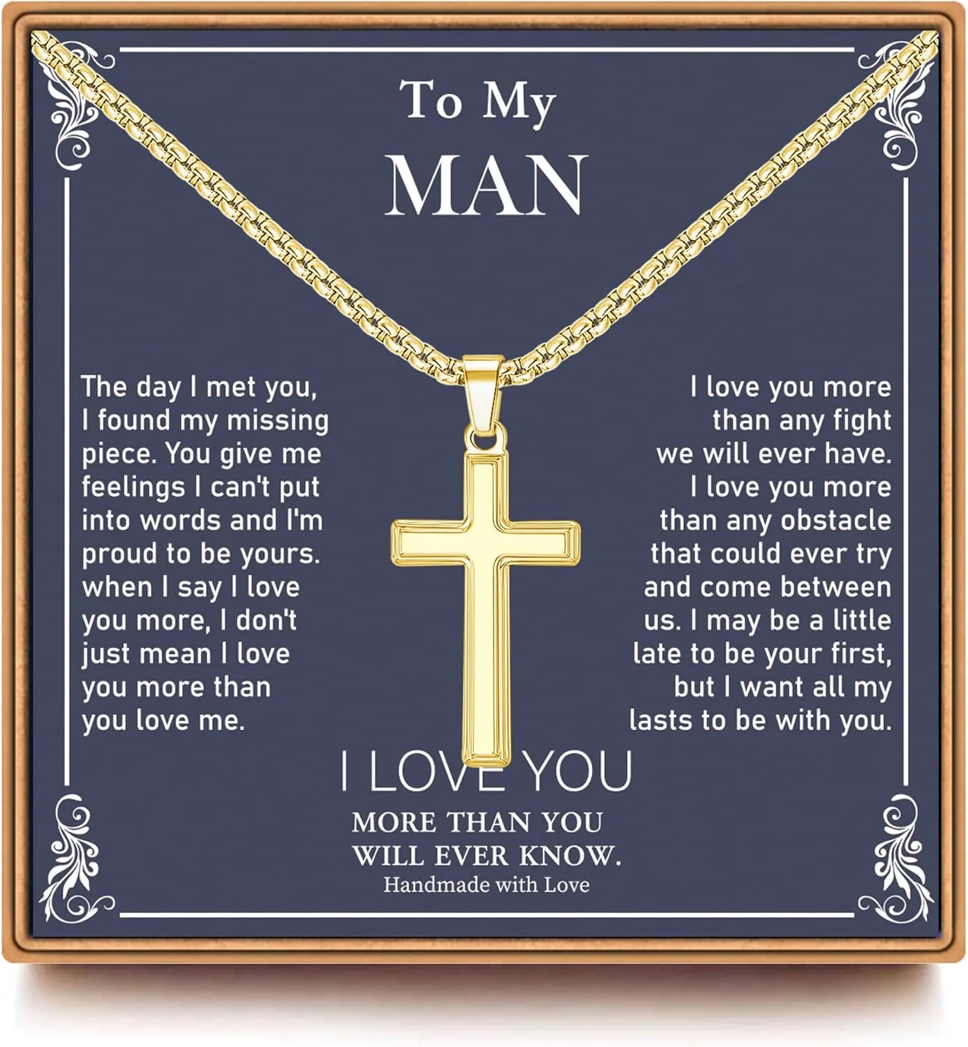 Gifts for Men - Cross Necklace Gifts for Men, Black/Gold/Silver Cross Necklace Stainless Steel Cross Necklace for Men Gifts Dad Son Birthday Gifts for Dad Son Husband Necklace for Men