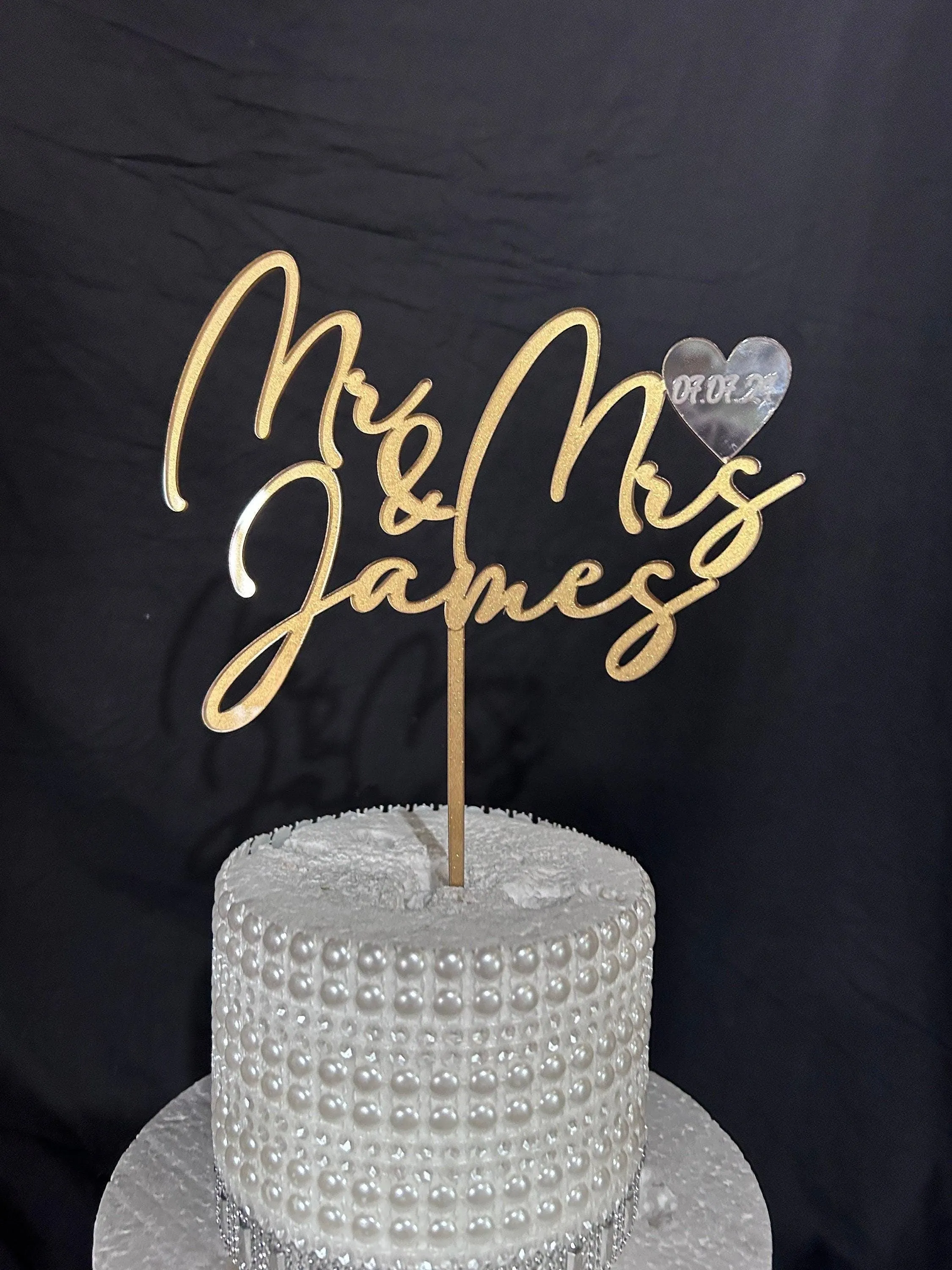 Gold Cake topper,Personalized cake topper,Rustic cake topper,monogram Custom Mr & Mrs cake topper, Wedding Cake topper by Crystal Wedding UK