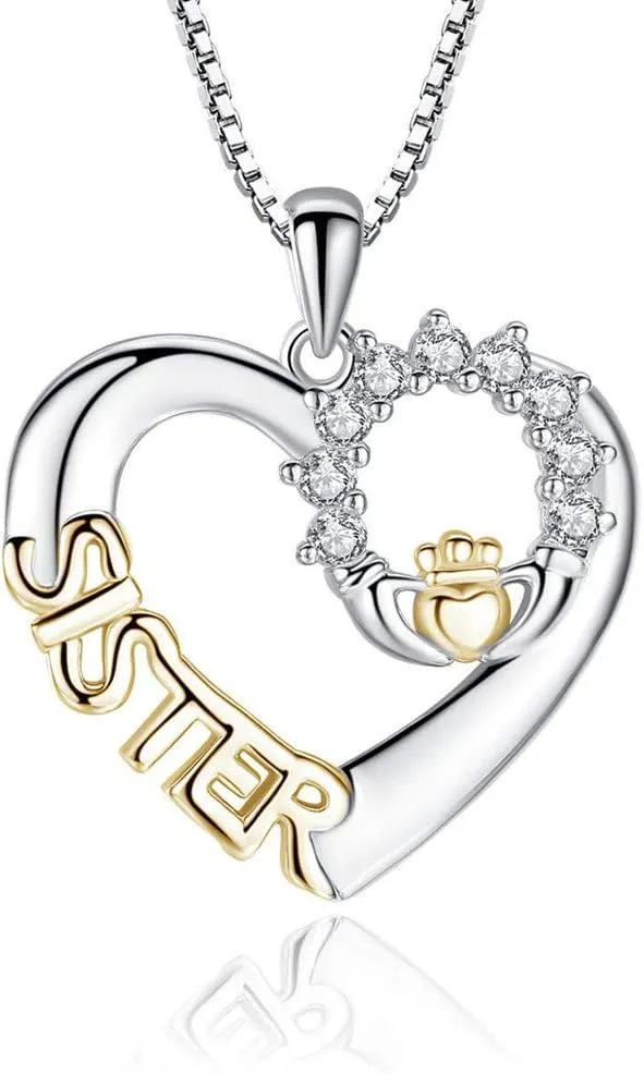Gold Heart Necklace - Sister's Graduation & Valentine's Gift - Sister Jewelry