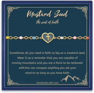Gold Mountain Mustard Seed Bracelet Catholic Christian Gifts for Women Faith Jewelry Gifts for Her